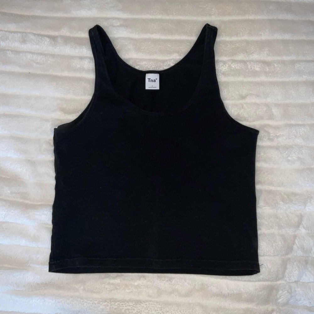 TNA Black Scoop Neck Crop Tank